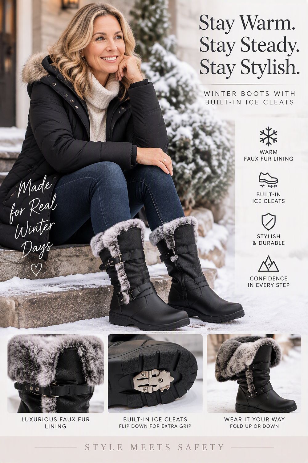 2167510GL Adjustable height winter boot with ice cleat