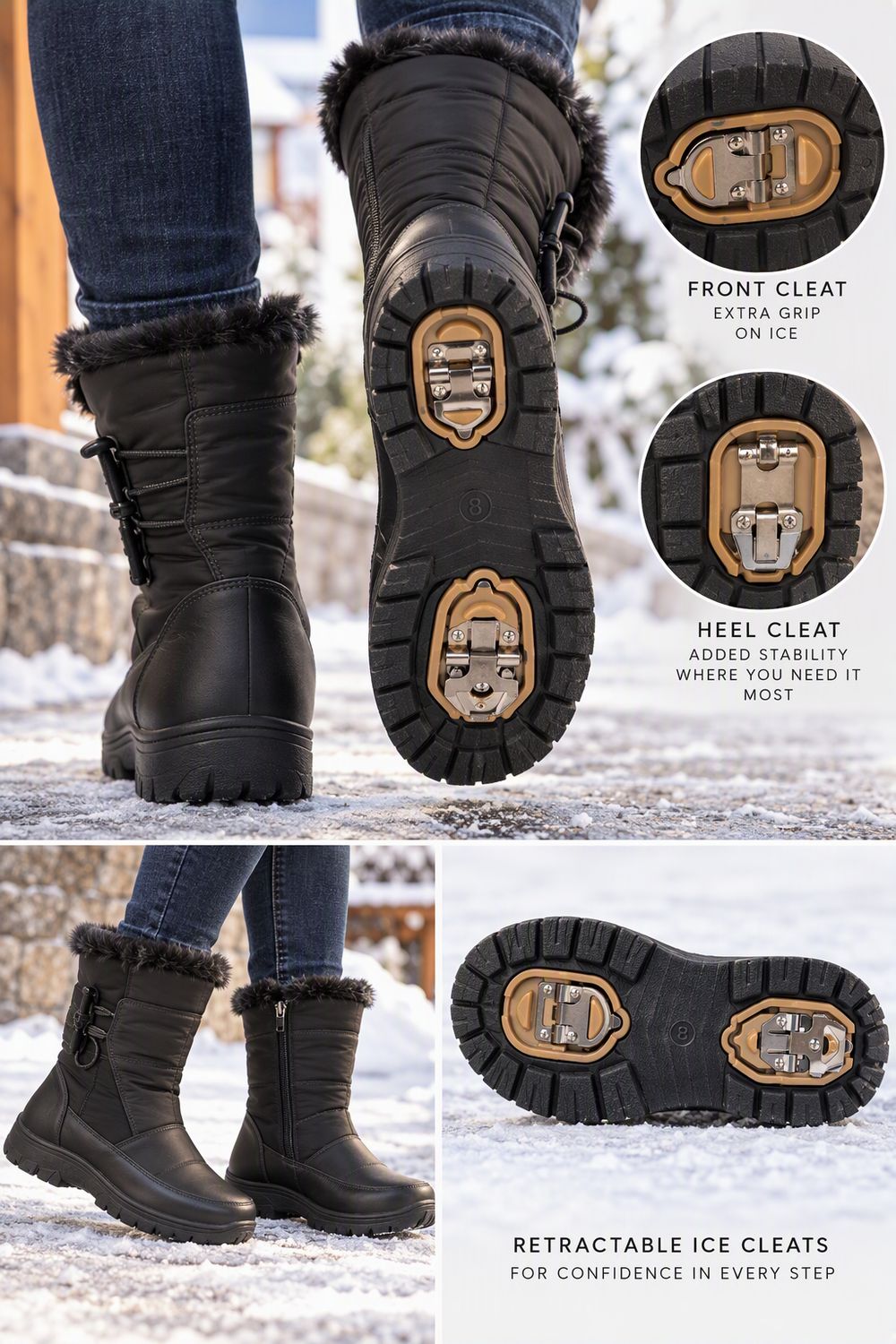2167510GL Fur lined ladies winter boot with double ice cleats