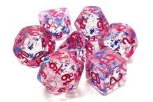 Infused 7 Piece DnD RPG Dice Set:, Color: Blue Stars w/ Red