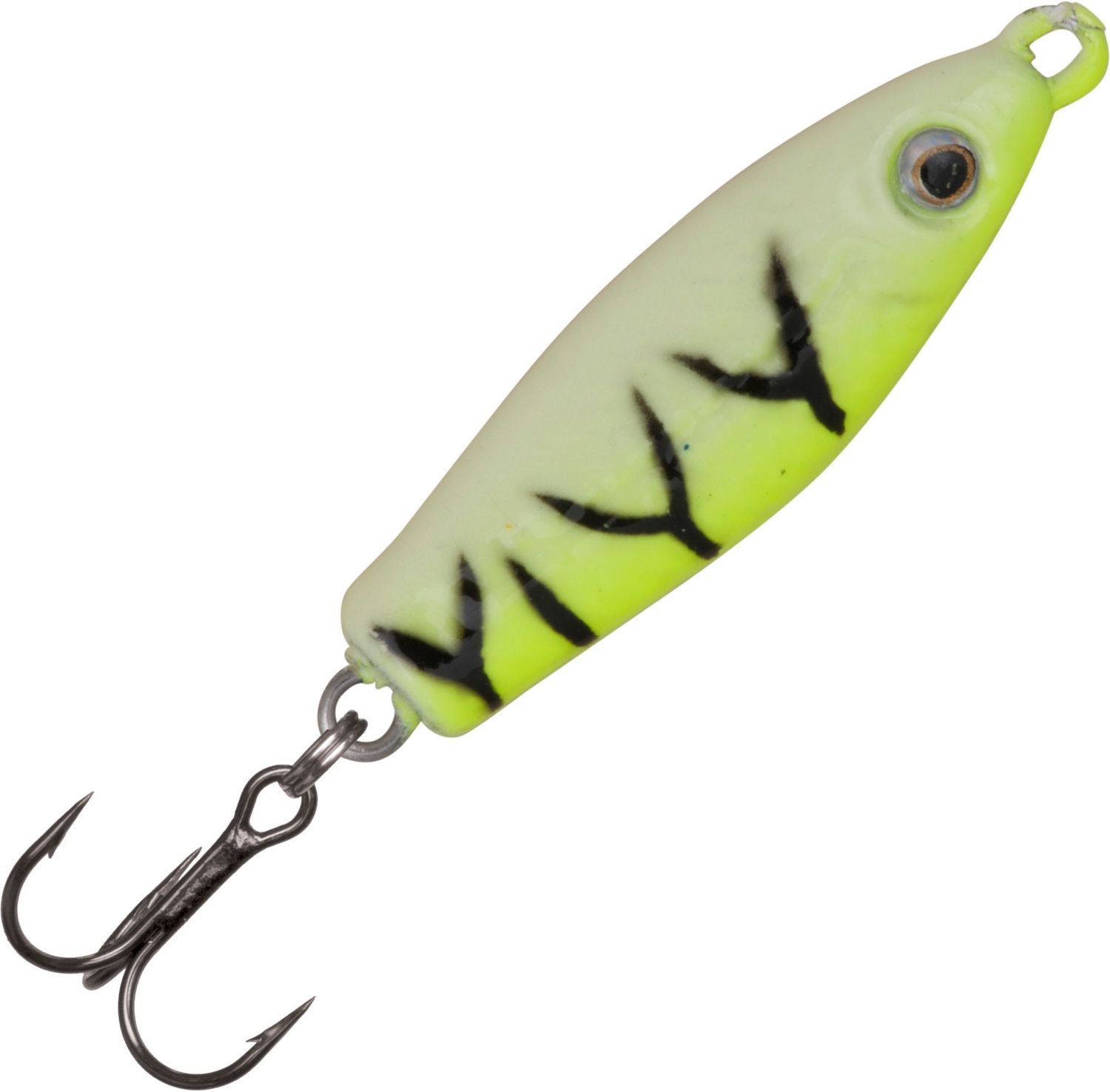 JOHNSON RATTLIN&#39; SCOUT SPOON, Color: CHARTREUSE TIGER, Size: 3/16oz