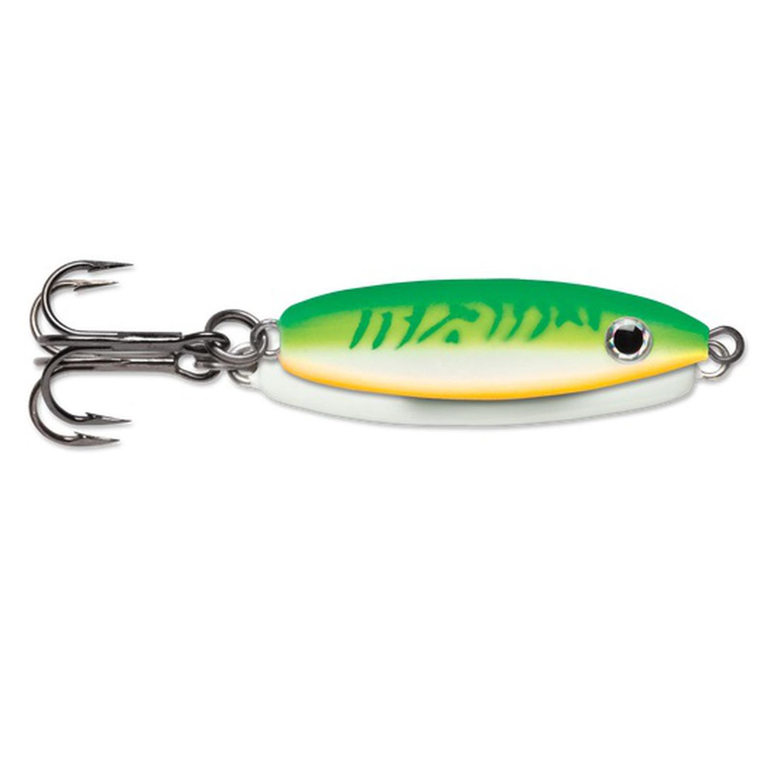 VMC PRO RATTLE SPOON, Color: GLOW GREEN FIRE UV, Size: 1/8oz