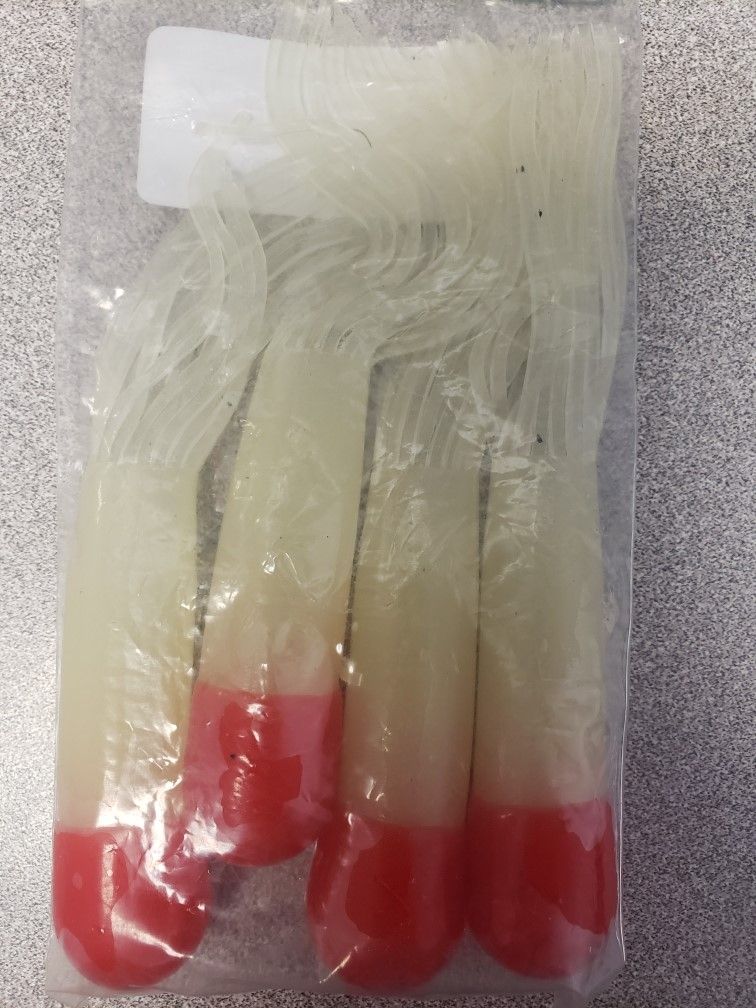 WAHOO BIG GAME TUBES, Color: GLOW RED TIP, Size: 5"