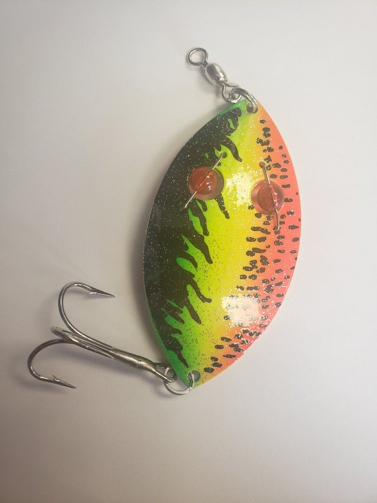 GIBBS RUBY-EYE WIGGLER SPOON, Color: FIRE TIGER, Size: 3-1/2&quot;