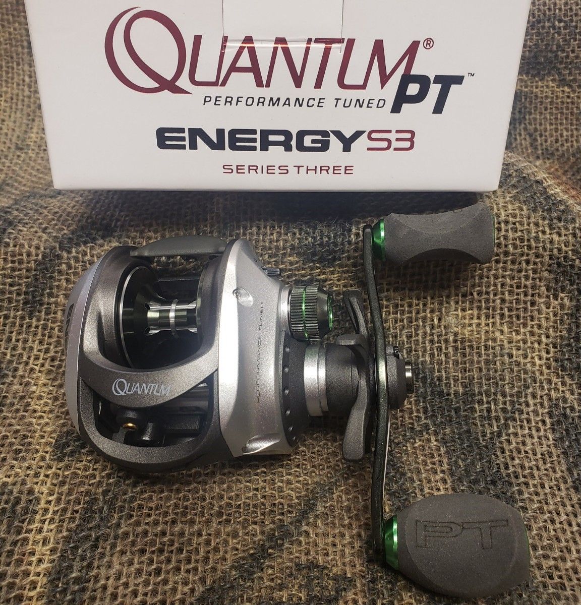 QUA ENERGY S3 PT BAITCAST REEL, Color: GREY/GREEN, Size: #100