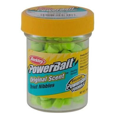 BERK POWERBAIT TROUT NIBBLES, Color: CHARTREUSE - (TNC), Size: 1.1oz