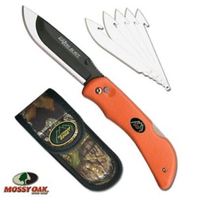 OE RAZOR BLAZE ORANGE FOLDING KNIFE W/ EXTRA BLADES &amp; CAMO SHTH