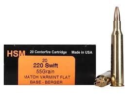 HSM 220 SWIFT 55GR MATCH VARMINT FB