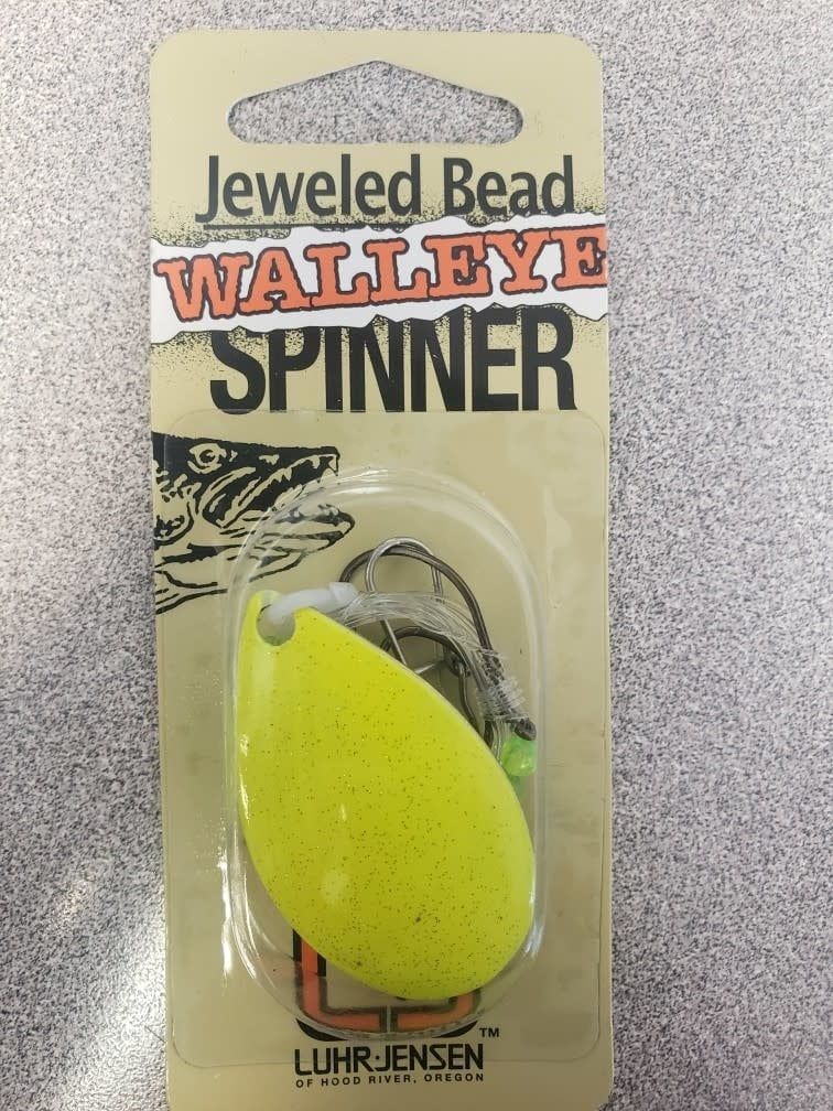 LJ JEWELED BEAD WALLEYE SPINNER YELLOW
