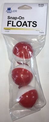 ANGLER TACKLE SNAP ON FLOATS SZ 1-1/4 3PK