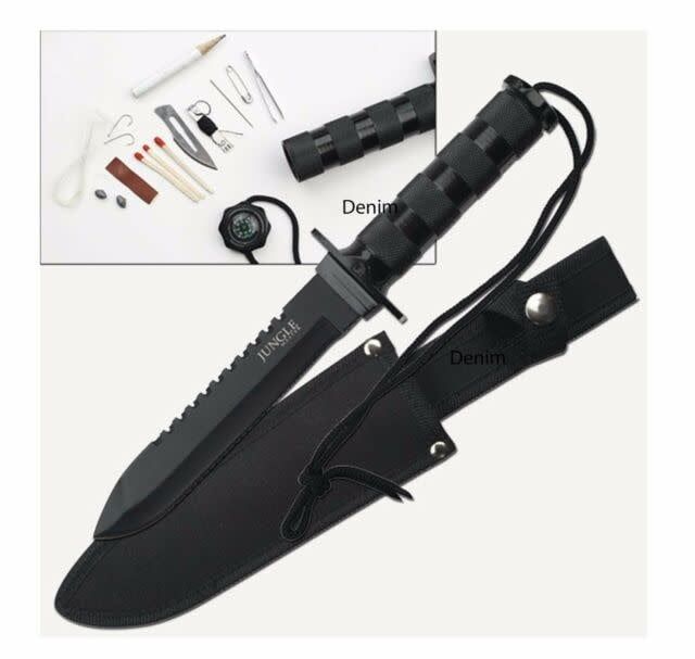 MTECH JUNGLE MASTER SURVIVAL 11.25"  FIXED SERRATED KNIFE W/ SURIVAL KIT &amp; SHEATH