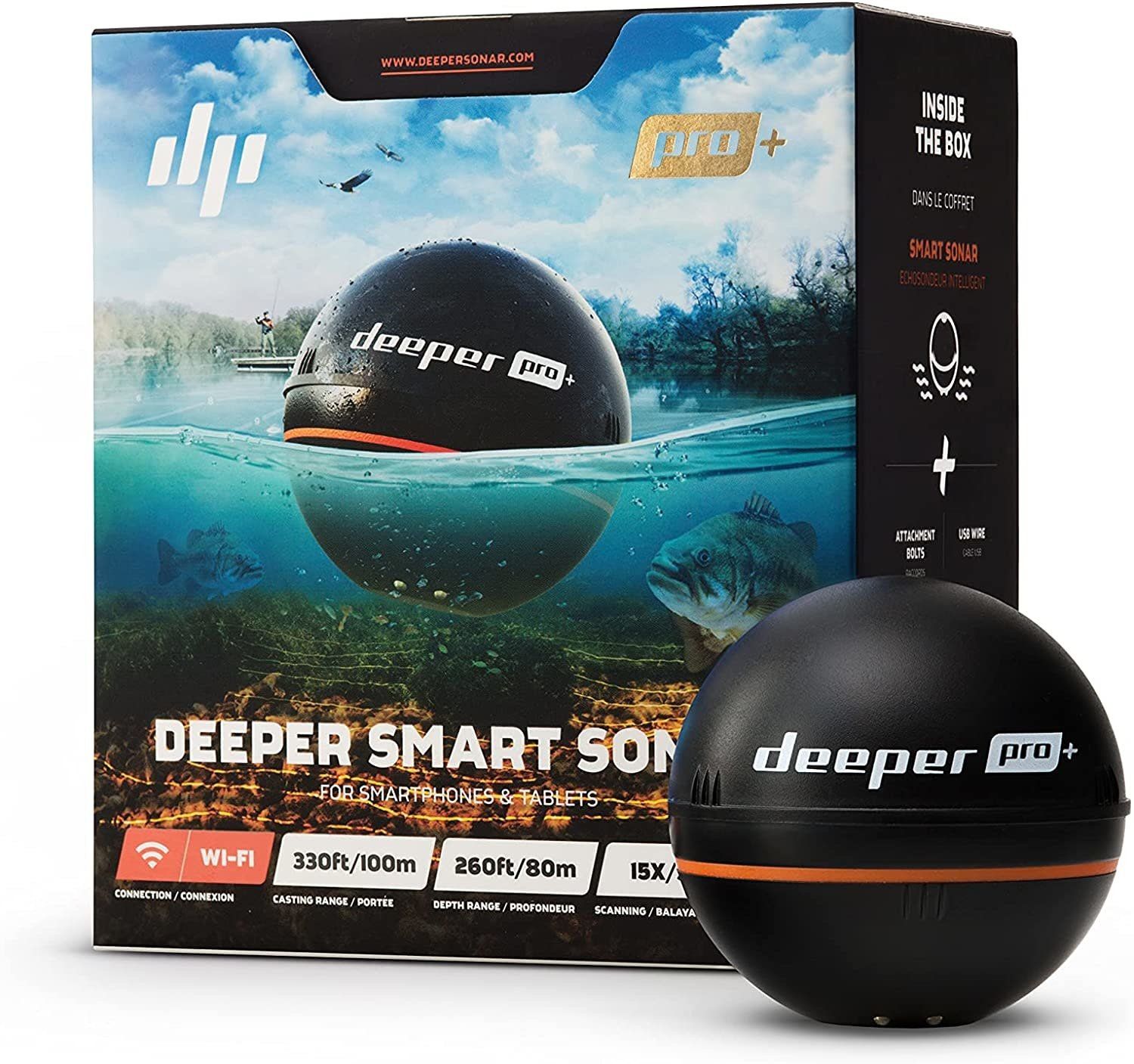 DEEPER PRO+ CASTABLE PORTABLE FISH FINDER