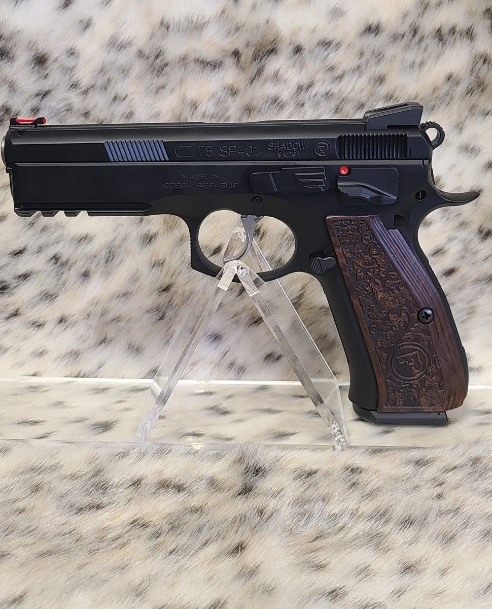 USED CZ 75 SP-01 SHADOW 9MM BLUED/WOOD SEMI W/ 3MAGS &amp; ORIG CASE