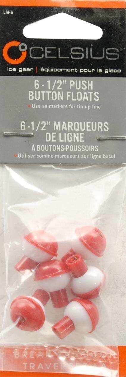 CEL 1/2&quot; BUTTON FLOAT RED/WHT 6PK