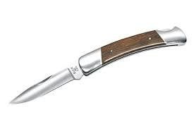 BUCK SQUIRE FOLDING SS/RED WOOD NKIFE W/ LTHR SHEATH