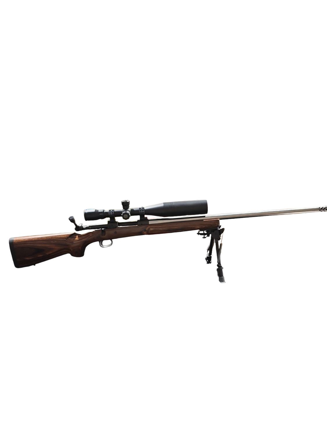 CONSIGN SAV CUSTOM BUILT 22-250 ACKLY IMPROVED HVY SS / WOOD PKG W/ MB, BUSH ELITE 4.5-30X50, BIPOD