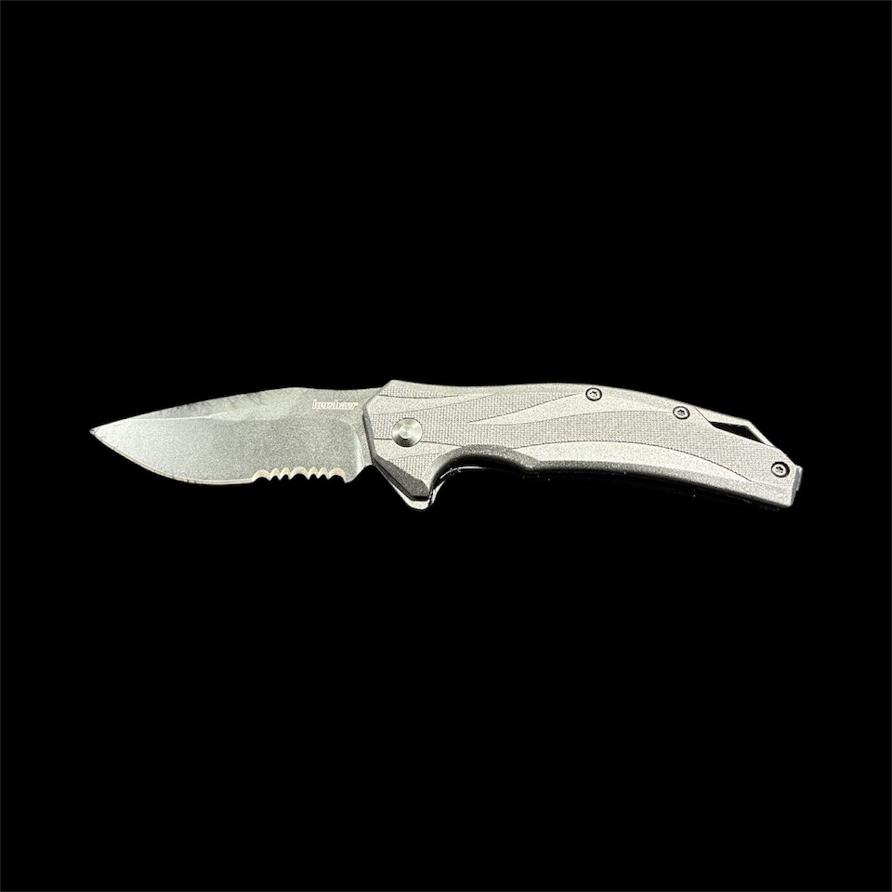 KER LATERAL FOLD/FLIP BLACK SERRATED KNIFE