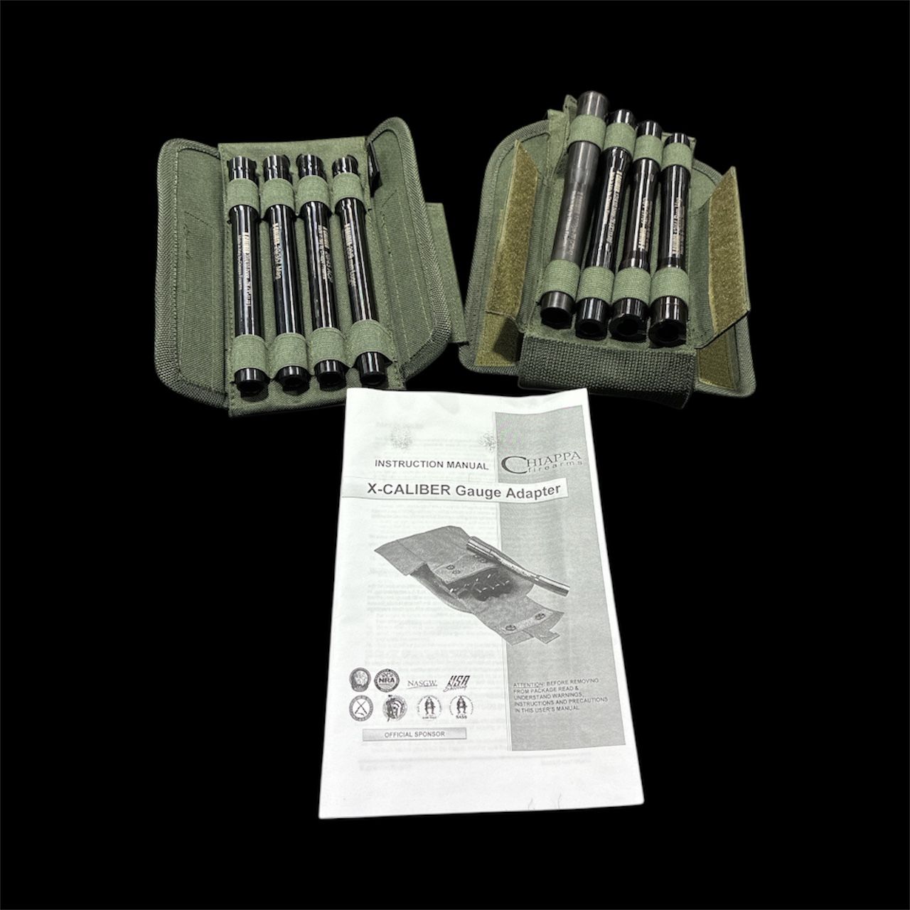 CHIAP 20GA ADAPTER SET W/CASE , 4 INSERT (9MM / 357MAG / 45ACP / 410/45COLT)