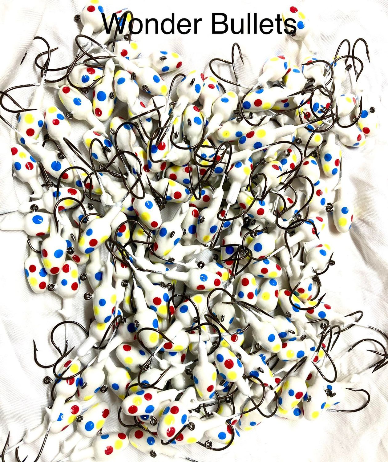 RWJ WONDER BULLETS GLOW JIG HEAD, Color: WHITE W/ DOTS, Size: 1/4oz