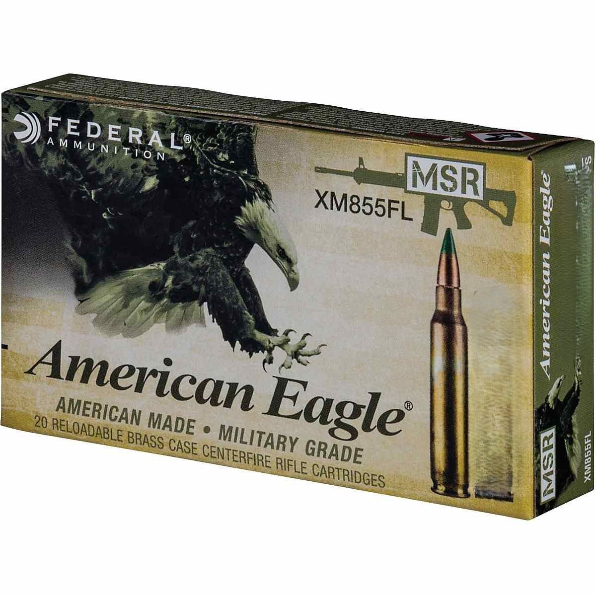 FED AMERICAN EAGLE MSR 5.56X45MM (223) 62GR FMJ-BT BALL 3020 FPS