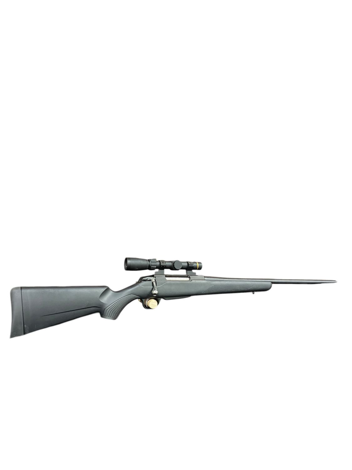 USED TIKKA T3X, 243WIN, BLACK SYN. BOLT ACTION PKG W/ LEU VX-FREEDOM 1.5-4X20