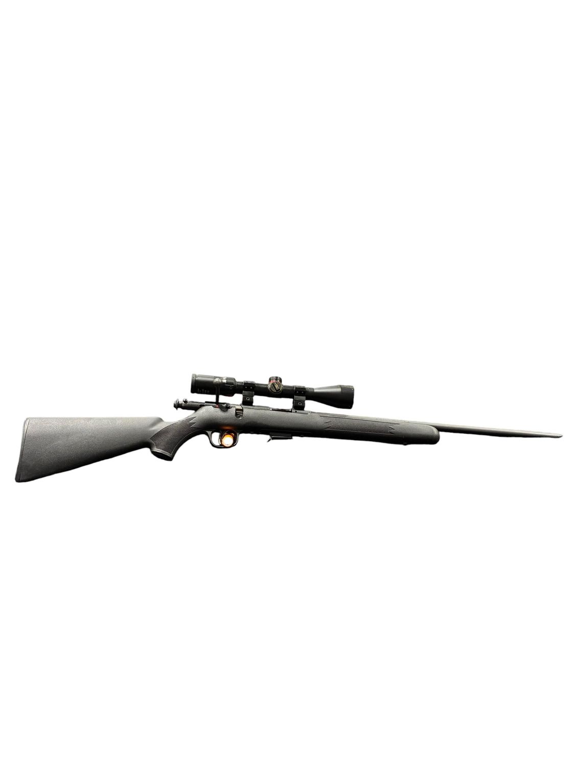 USED SAVAGE 93R17 FXP, 17HMR, BLACK SYNTHETIC PKG W/ SIMMONS 3-9X40