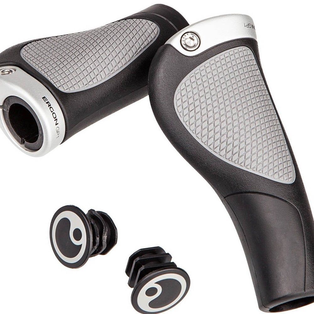 Ergon GP1 Grips - Black/Gray, Lock-On, Gripshift, Small, Pair