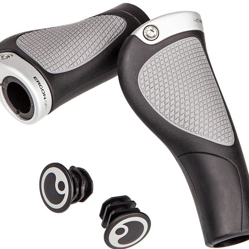 Ergon GP1 Grips - Black/Gray, Lock-On, Gripshift, Small, Pair