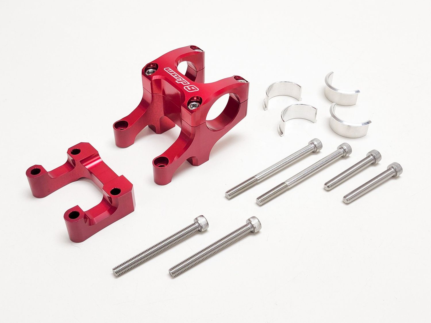 Warp9 Transformer Bar Clamp Red with 20mm Riser and MX Bar Shims