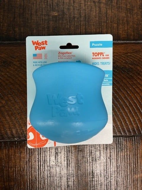 West Paw Toppl Large 4&#39;&#39; Aqua Blue