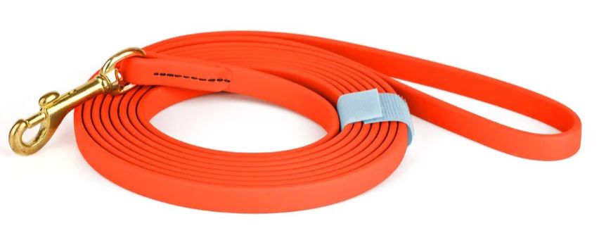PAL00 - 3/8 in - 10 ft Blaze Orange Nose Work Leather Lead Biothane