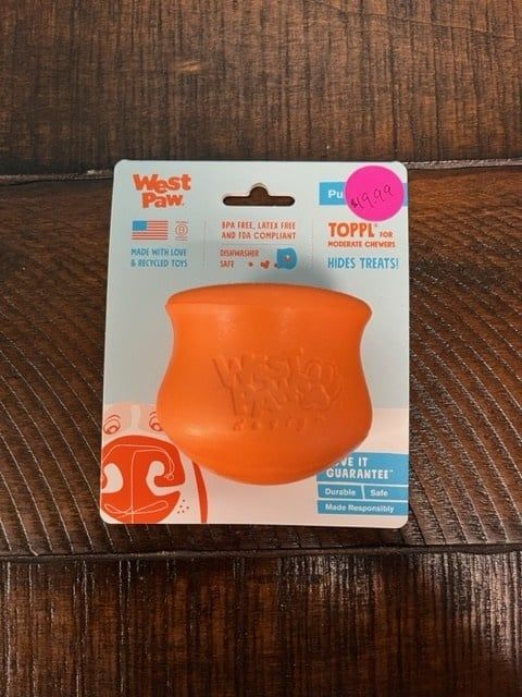 West Paw Toppl Small 3&#39;&#39; Tangerine Orange
