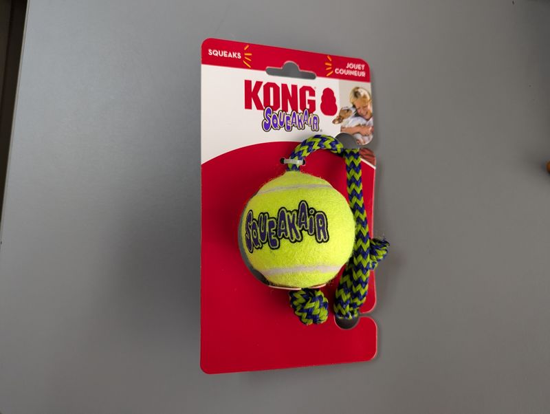 Kong Air Dog Squeakair Ball with Rope Medium