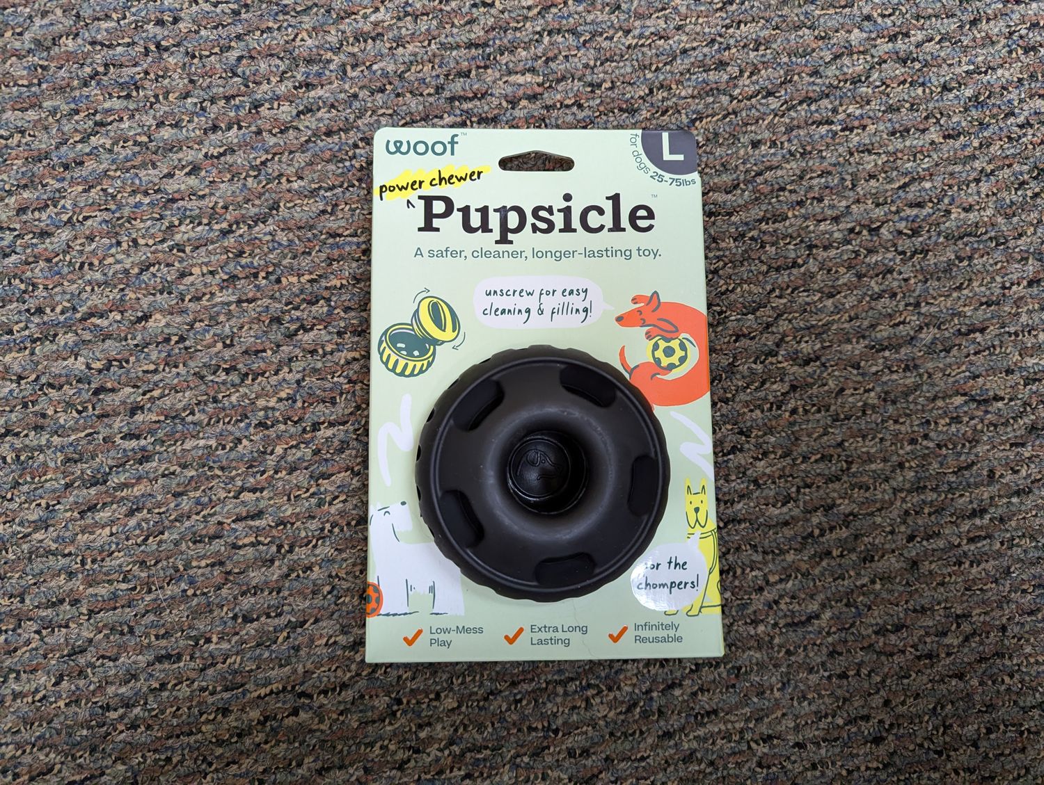 Woof The Pupsicle Toy Large Black Power Chewer