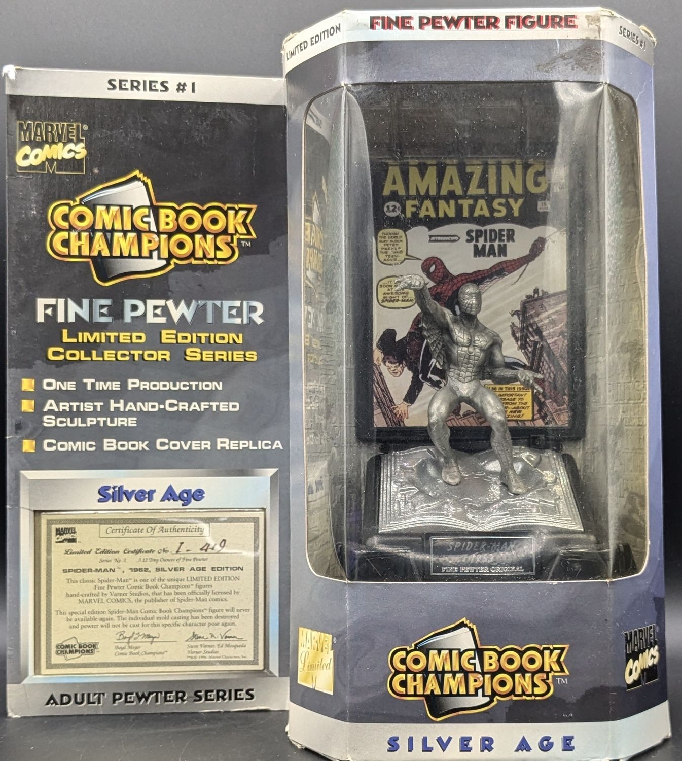 Marvel Comic Book Champions Series #1 Spider-man 1978 Fine Pewter Figure