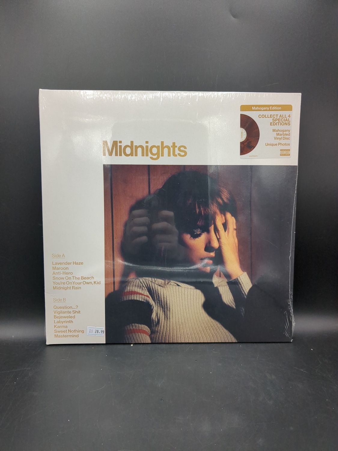 Vinyl Record Midnights By Taylor Swift Special Edition Mahogany Marbled Vinyl Disc