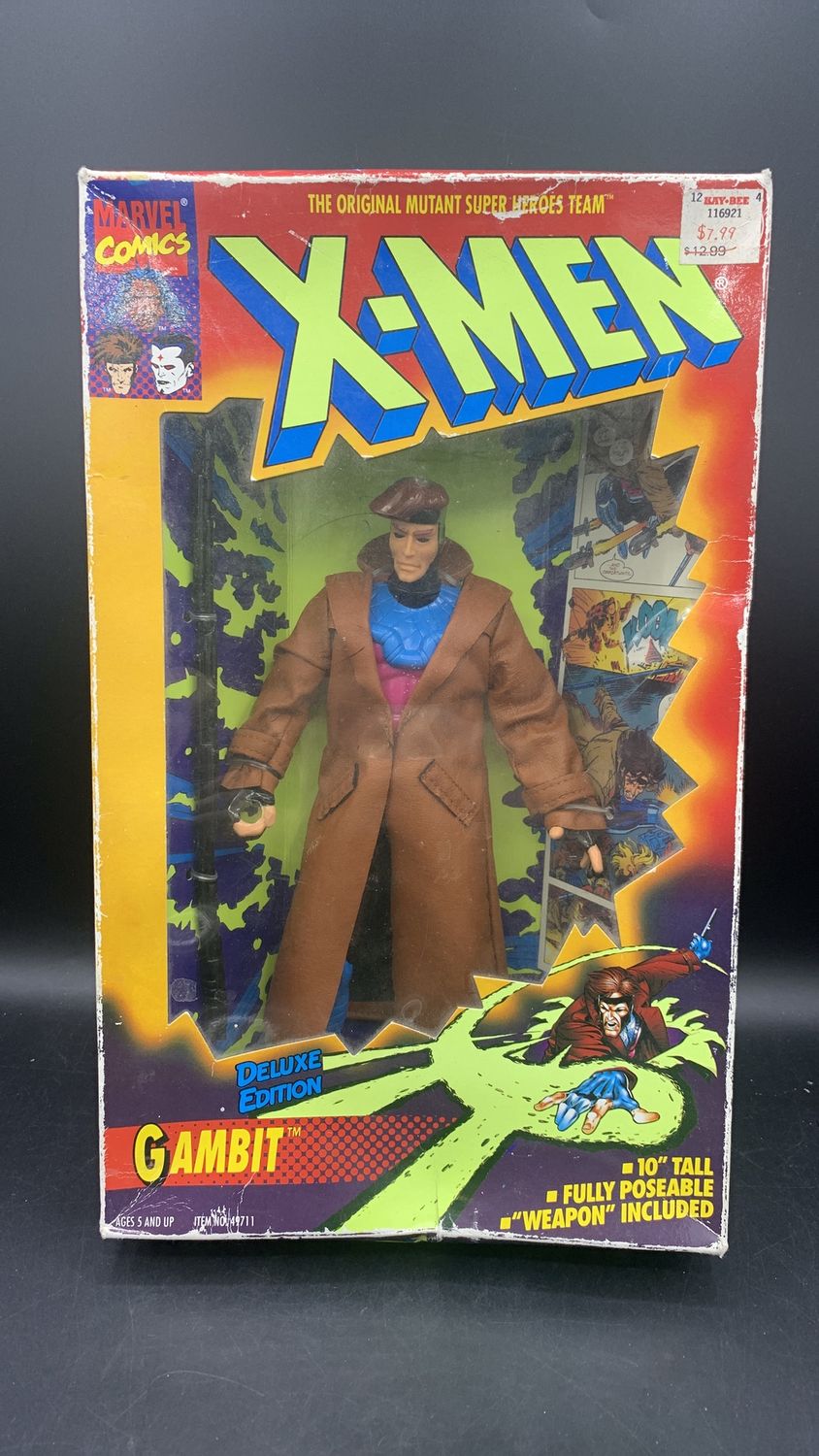 Toy Biz Marvel Comics X-Men Deluxe Edition Gambit 10” Tall Action Figure 1994