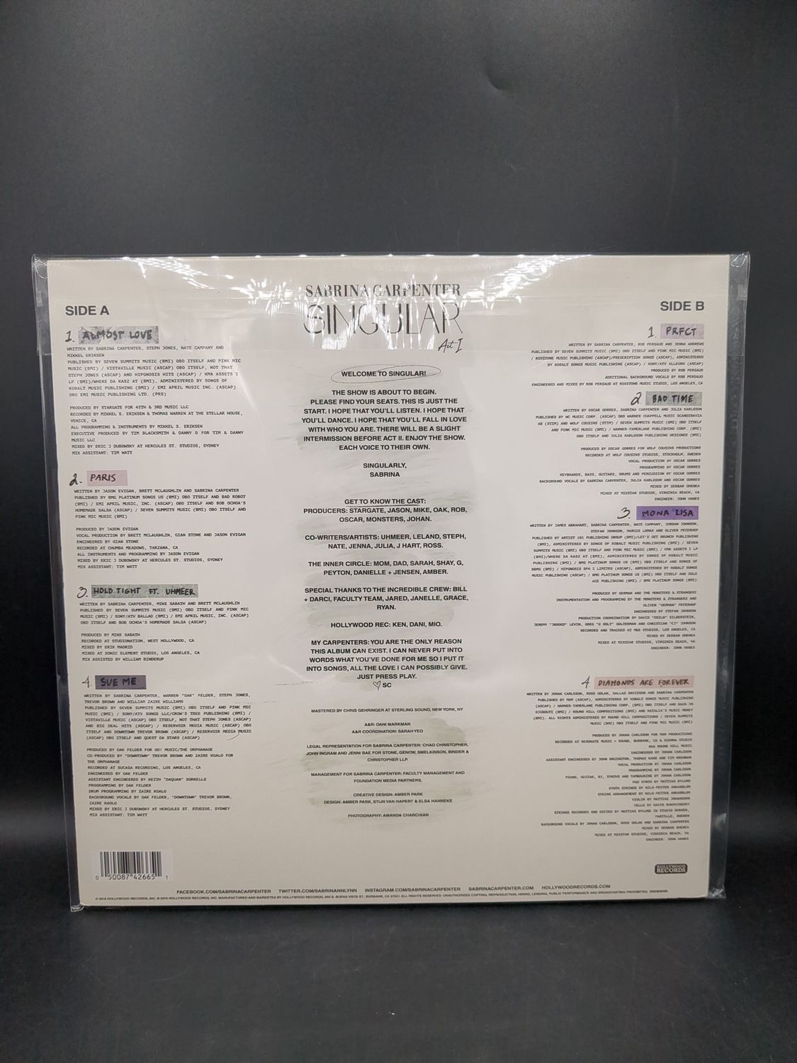 Vinyl Record Sabrina Carpenter Singular Act I