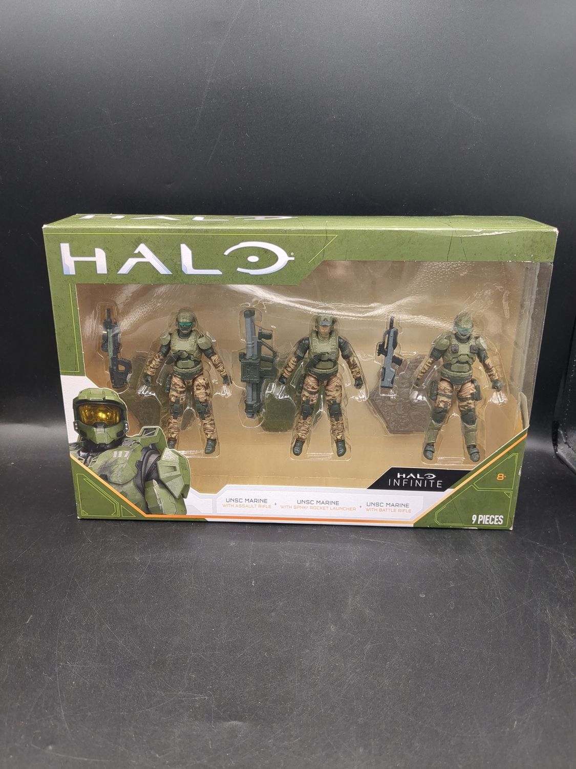 Wicked Cool Toys Halo Infinite Three UNSC Marine Figures with Assault Rifle, SPNKr Rocket Launcher, and Battle Riffle 2021