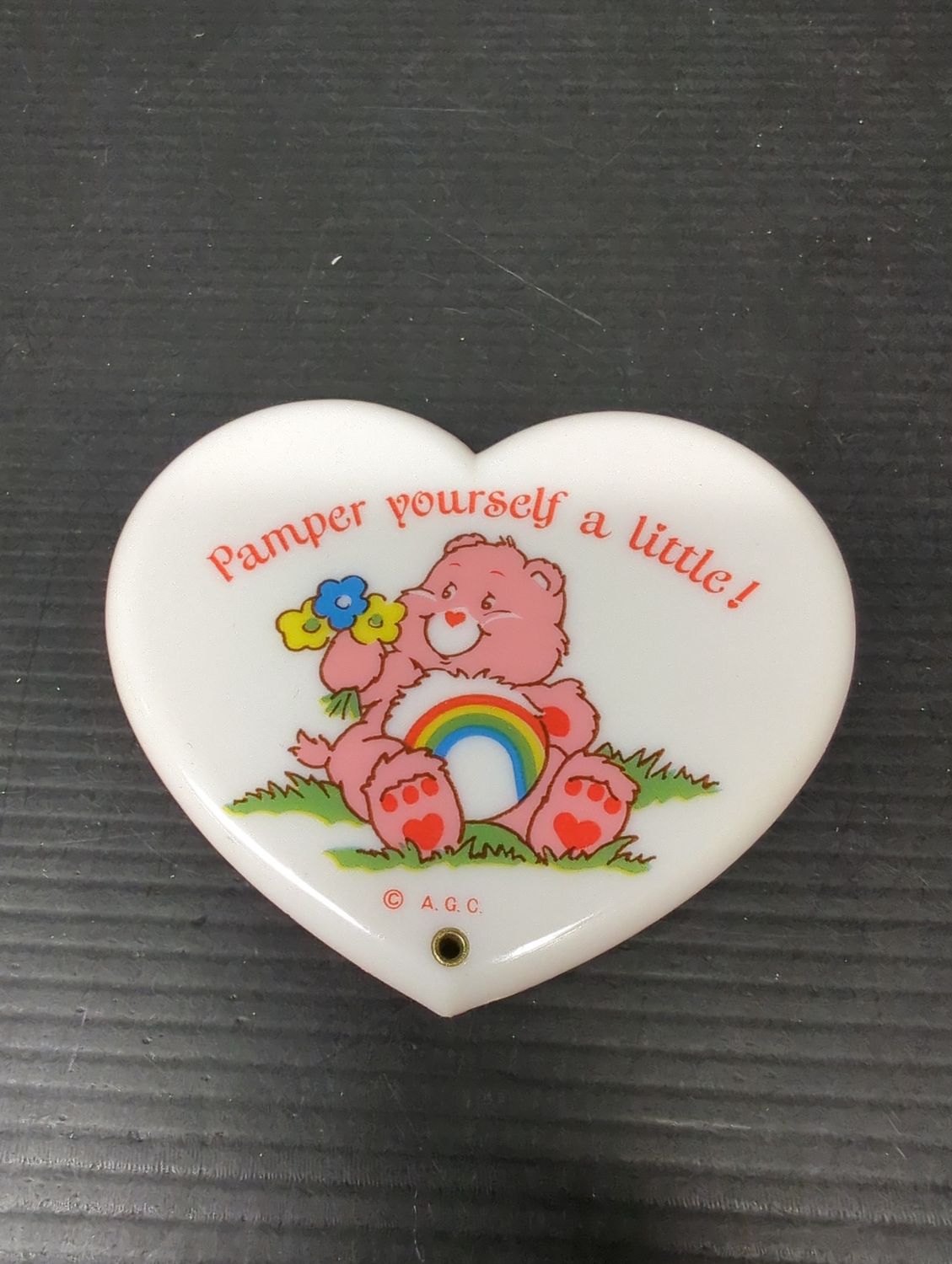 Care Bears Pocket Mirror Pink Heart Pamper Yourself (used)