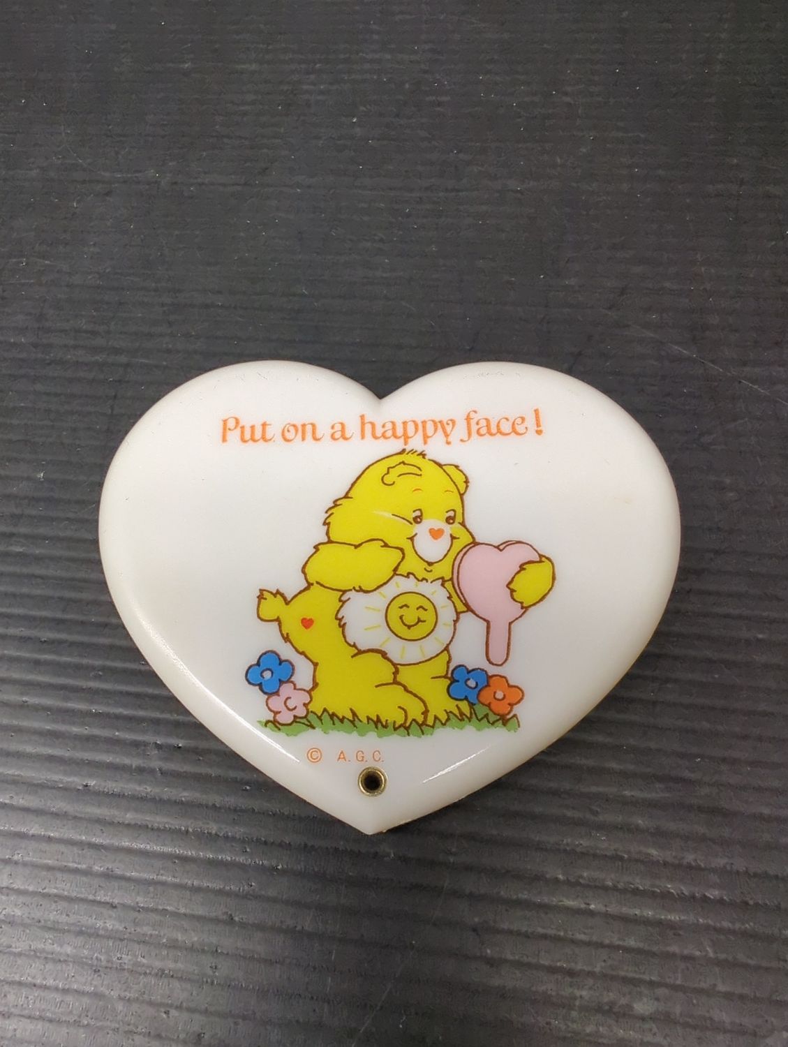 Care Bears Pocket Mirror Yellow Heart Happy Face (used)