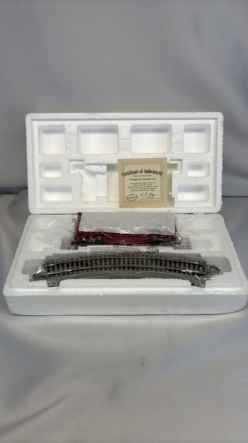 Hawthorne Village Train Budweiser St Louis Box Car With Tracks and COA