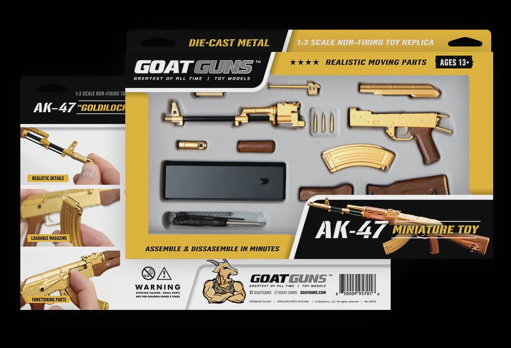 Goat Guns Gold AK47 1:3 Scale Miniature Model