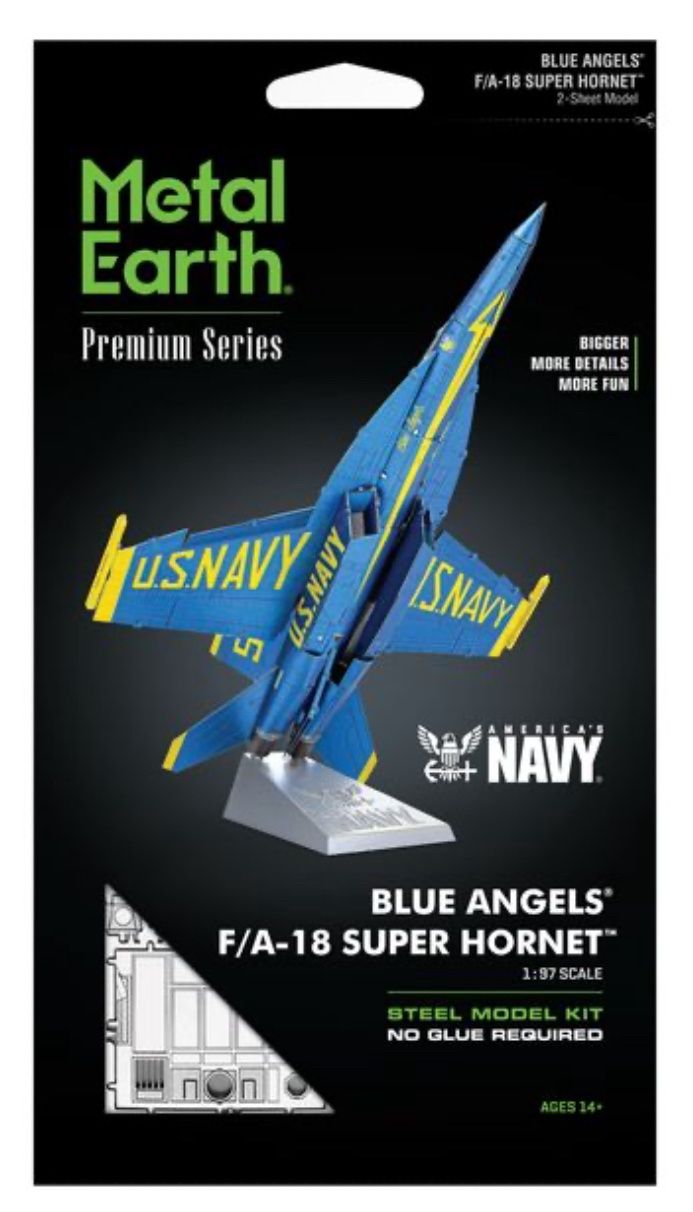 Fascinations Metal Earth Premium Series America’s Navy Blue Angels F/A-18 Super Hornet Steel Model Kit
