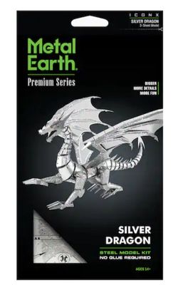 Fascinations Metal Earth Premium Series Silver Dragon Steel Model Kits