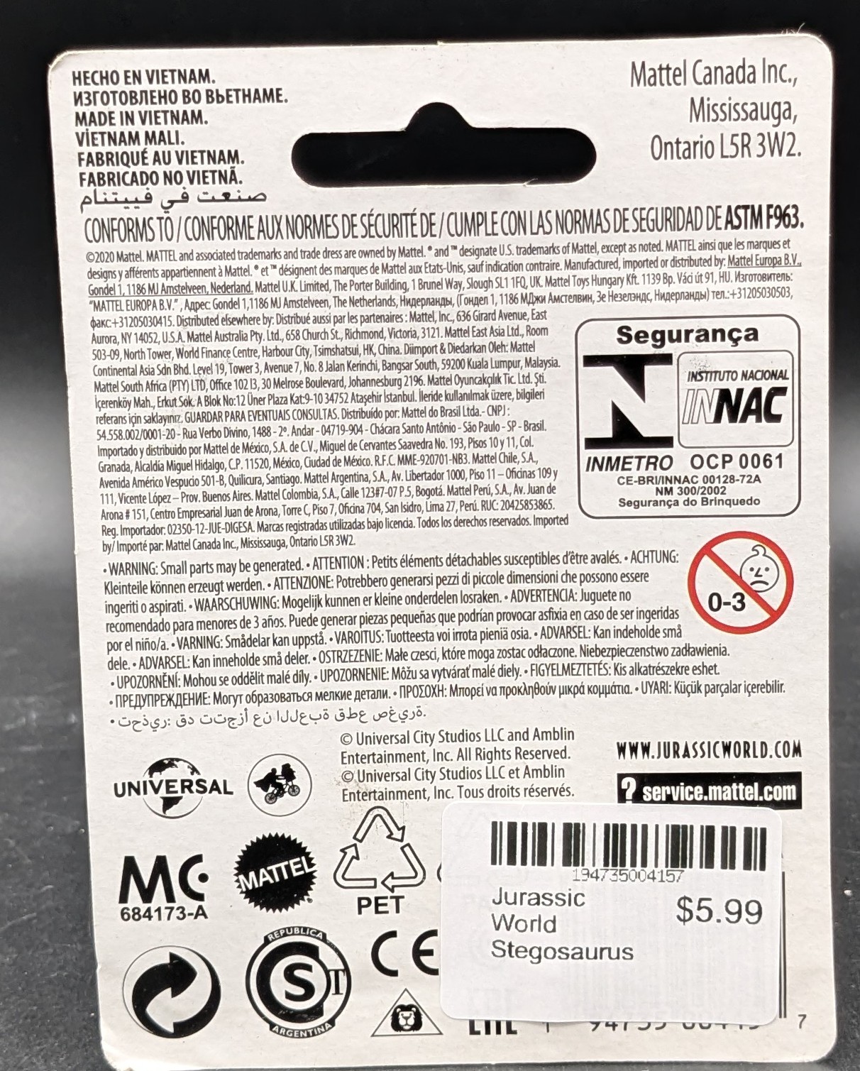 Mattel Jurassic World Stegosaurus Micro Collection Figure 2020 view 3