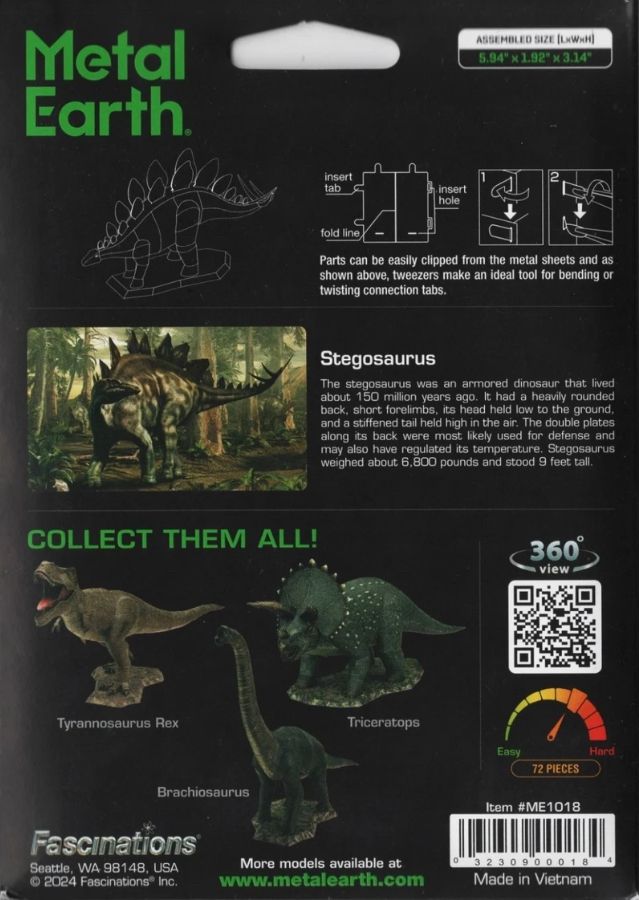 Fascinations Metal Earth Stegosaurus Steel Model Kit view 2