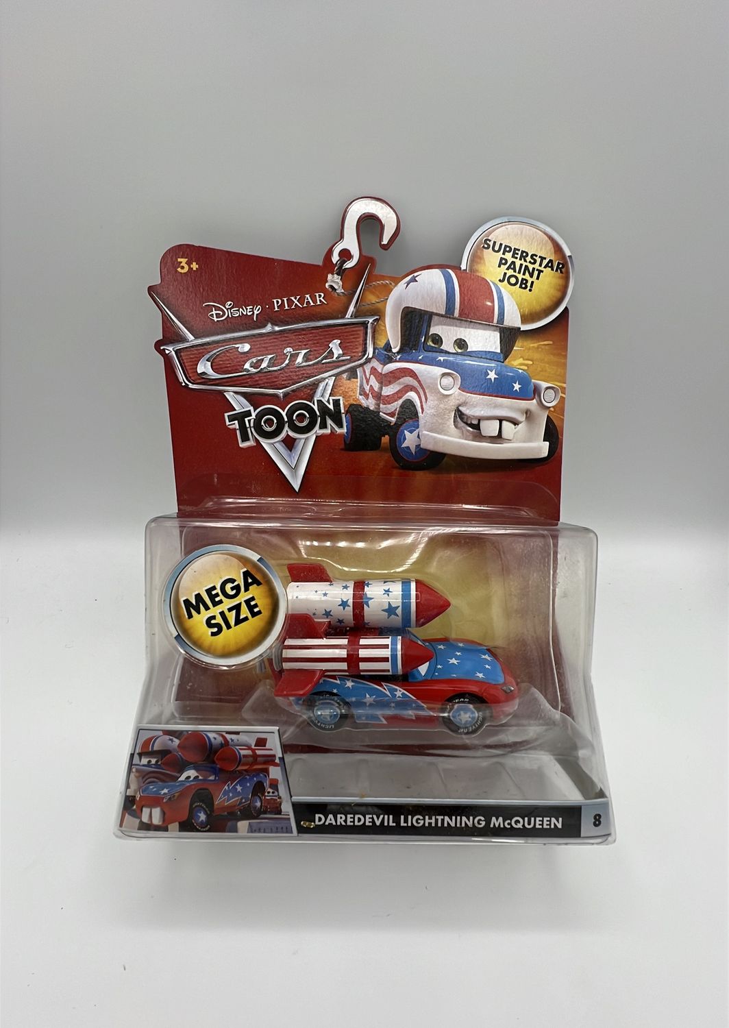 Mattel Disney Pixar Cars Toon Daredevil Lightning McQueen #8 Mega Size