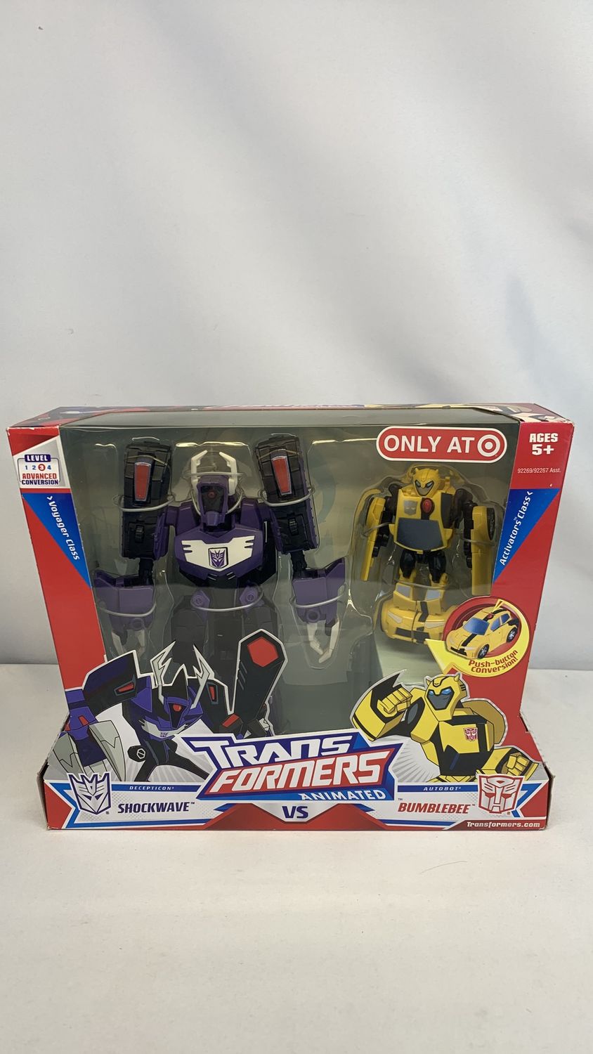Hasbro Transformers Animated Shockwave vs Bumblebee Figures 2008