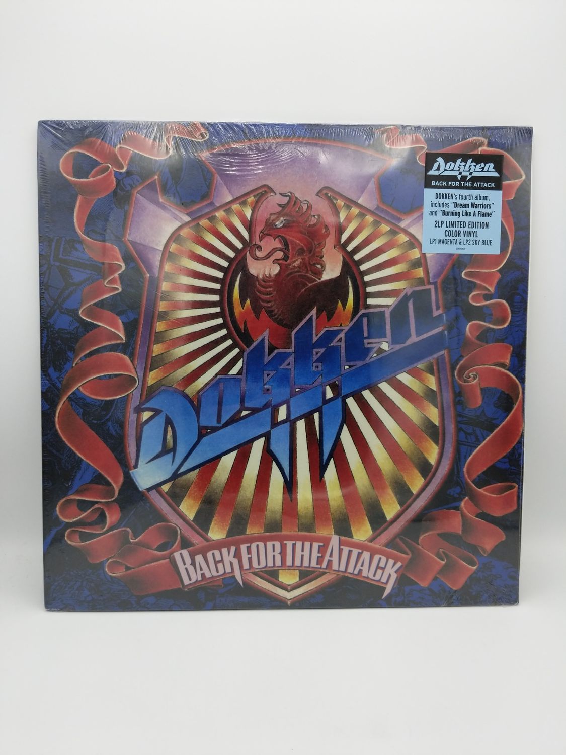 Vinyl Record Dokken Back for the Attack Magenta &amp; Sky Blue 2LP