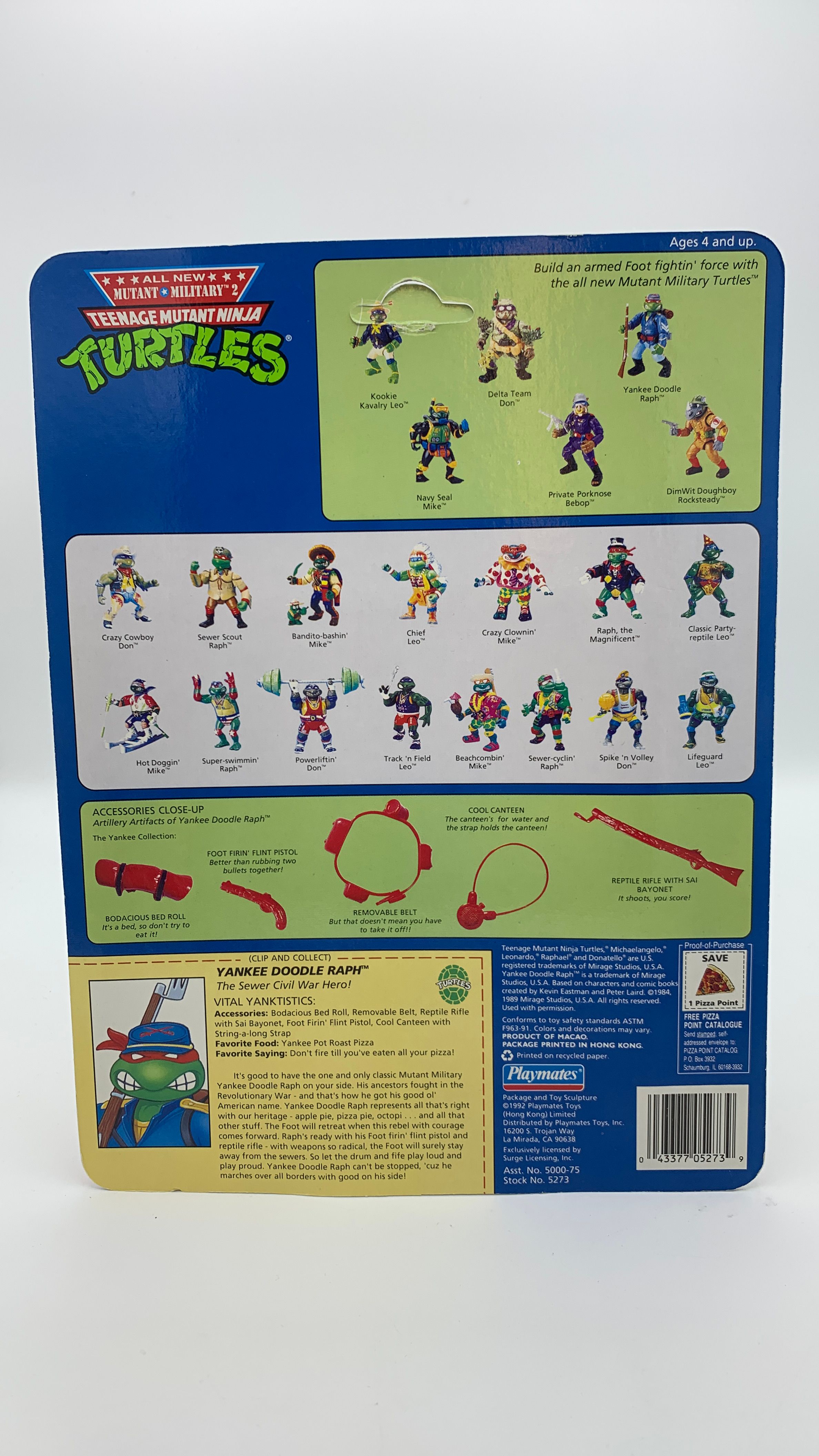 Playmates Teenage Mutant Ninja Turtles Yankee Doodle Raph Vintage Figure 1992 view 5